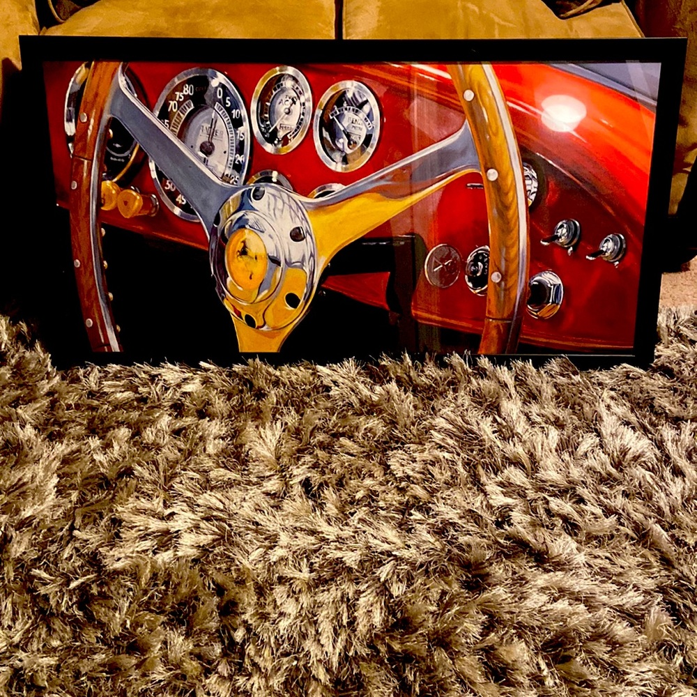 Classic Ferrari steering wheel and dash